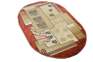 Dywan Owalny Rdzawy Kwadraty Krótki Włos 120 x 170 Terakota Gęsty