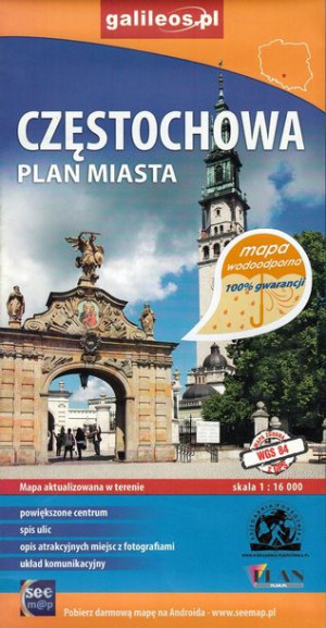 Częstochowa Mapa 1:16 000 Wodoodporna Plan