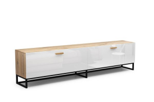 Szafka Rtv Wotan/biały Uchwyt Połysk 160 Cm Stelaż