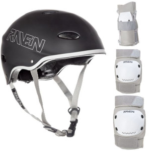 Zestaw RAVEN Kask F511 Black S+ Ochraniacze S