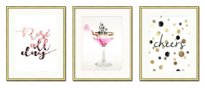 Obrazy Pink Coctail zestaw 3 szt.