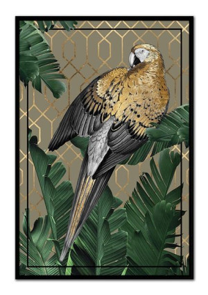 Obraz na płótnie złota papuga w dżungli 63x93cm