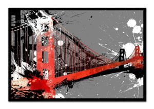 Obraz na płótnie w ramie 63x93 cm plakat czerwony most