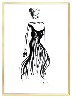 Obraz na płótnie czarno-złoty glamour 53x73cm