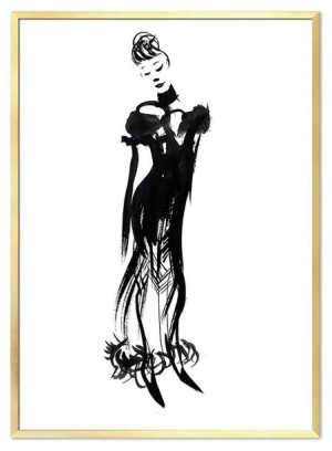 Obraz na płótnie czarno-złoty glamour 53x73cm