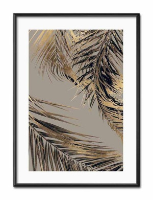 Obraz do salonu złote liście 31x41cm