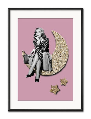 Obraz glamour kobieta na księżycu 31x41cm