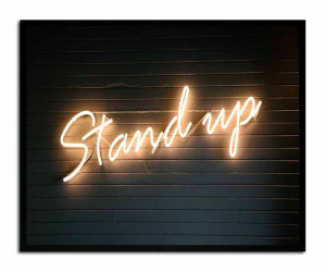 Obraz na płótnie napis neon Stand Up 43x53cm