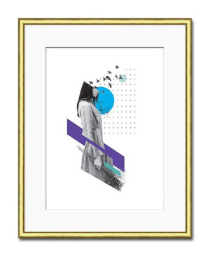 Obraz do salonu w złotej ramie 21x26 cm plakat kobieta