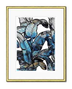 Obraz do salonu tropikalne liście i kwiaty 21x26cm