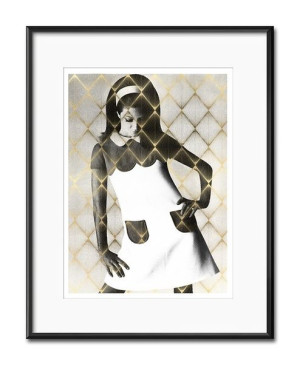 Obraz szaro-złoty glamour 21x26cm