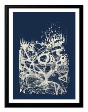 Obraz na płótnie w ramie 33x43 cm plakat geometryczna abstrakcja granatowy