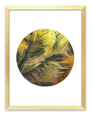 Obraz do salonu tropikalne liście w złocie 33x43cm