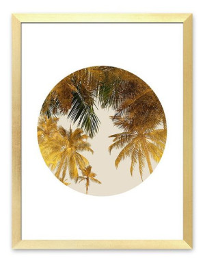 Obraz do salonu tropikalne liście w złocie 33x43cm