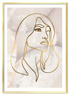 Obraz na płótnie w złotej ramie kobieta glamour 53x73cm