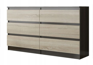 Komoda 120cm Szafka 6 Szuflad Wenge Mix Sonoma Pl