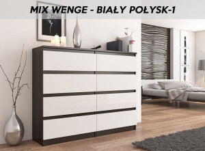 Duża Komoda 120 Szafka 8 Szuflad Wenge Mix Połysk