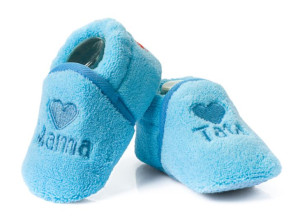 Buciki niemowlęce MAMA TATA – Niebieskie 0-6 m.