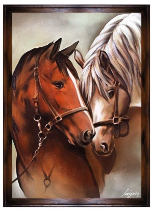 Obraz olejny ręcznie malowany 140x200cm Dwa konie