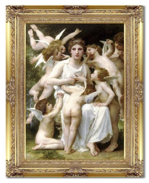Obraz olejny ręcznie malowany z Amorkami religijny 82x112cm