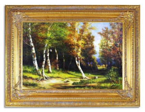 Krajobraz lasu ręcznie malowany na płótnie 90x120cm