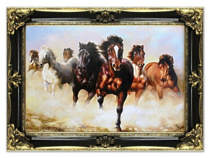 Obraz olejny ręcznie malowany 85x115cm Konie w galopie