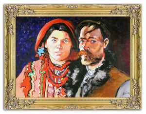 Obraz olejny ręcznie malowany na płótnie 75x105cm Stanisław Wyspiański Auto