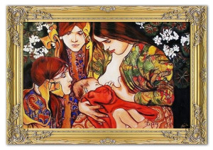 Obraz olejny ręcznie malowany na płótnie 75x105cm Stanisław Wyspiański Maci