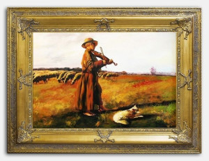 Obraz olejny ręcznie malowany na płótnie 120x90cm Józef Chełmoński Owczarek