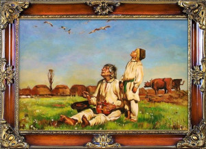 Obraz olejny ręcznie malowany na płótnie 115x85cm Józef Chełmoński Bociany