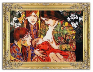 Obraz olejny ręcznie malowany na płótnie 63x84cm Stanisław Wyspiański Macie