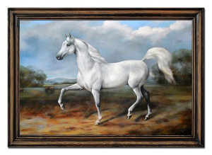 Obraz olejny ręcznie malowany 75x105cm Biały koń
