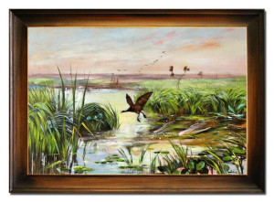 Obraz olejny ręcznie malowany na płótnie 106x76cm Józef Chełmoński Kurka Wo