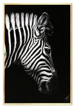 Obraz olejny ręcznie malowany 63x93cm Zebra z profilu
