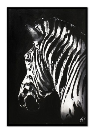 Obraz olejny ręcznie malowany 63x93cm Profil zebry