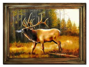 Obraz olejny ręcznie malowany 75x105cm Jeleń na polanie
