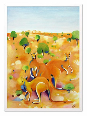 Obraz olejny ręcznie malowany  53x73cm Kangury