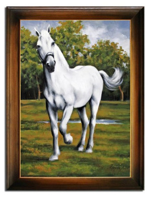 Obraz olejny ręcznie malowany 64x84cm Konie