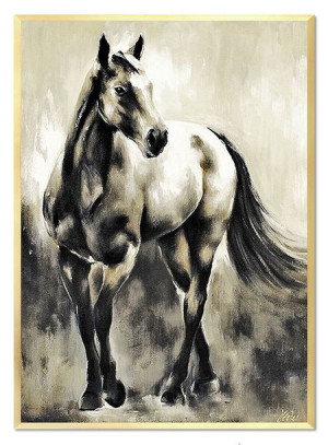 Obraz olejny ręcznie malowany 53x73cm Konie