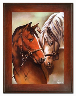Obraz olejny ręcznie malowany 72x92cm Konie
