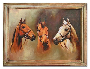 Obraz olejny ręcznie malowany 63x84cm Konie