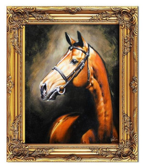 Obraz olejny ręcznie malowany 53x64cm Konie