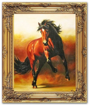 Obraz olejny ręcznie malowany 53x64cm Konie
