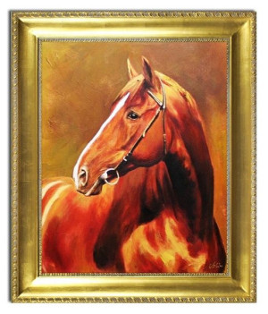Obraz olejny ręcznie malowany 53x64cm Konie