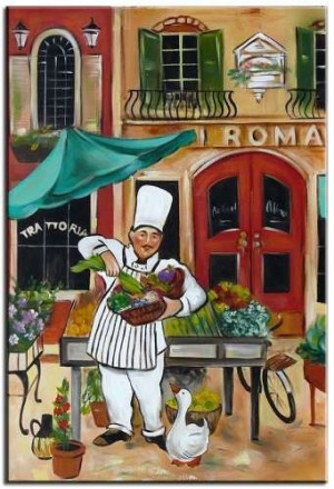 Obraz olejny ręcznie malowany na płótnie 60x90cm Pan Kucharz