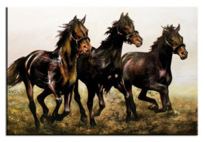 Obraz olejny ręcznie malowany 60x90cm Konie