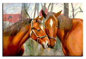 Obraz olejny ręcznie malowany 60x90cm Konie