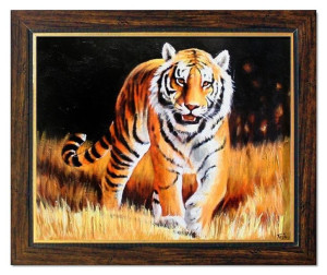 Obraz olejny ręcznie malowany 53x64cm Tygrys
