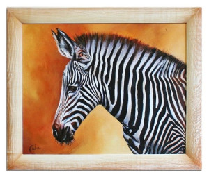 Obraz olejny ręcznie malowany 53x64cm Zebra