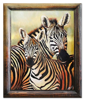 Obraz olejny ręcznie malowany 53x64cm Zebra